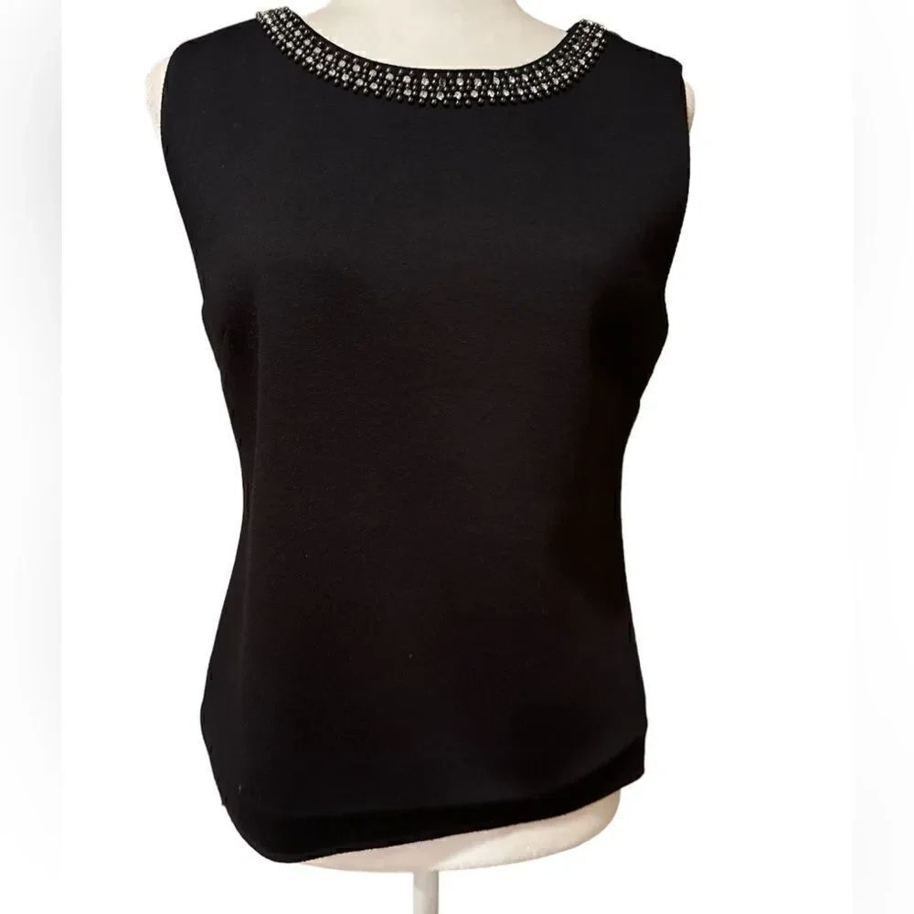 Cynthia Rowley Black Rhinestone Sleeveless Top Size Medium